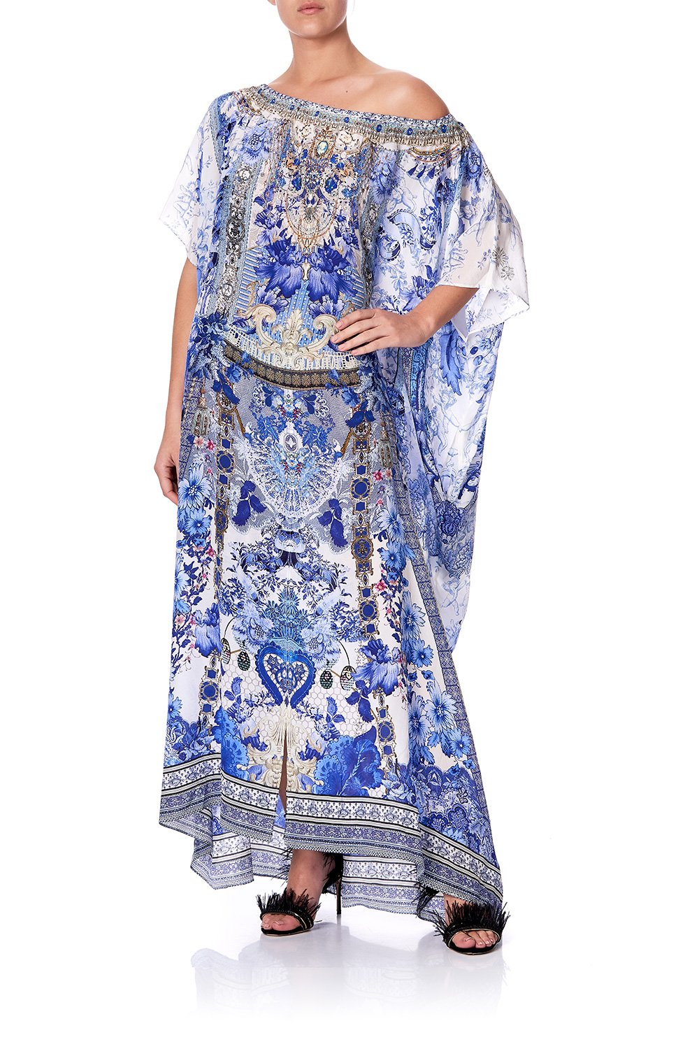 OFF SHOULDER KAFTAN WITH SPLIT PAINTED PROVINCIAL