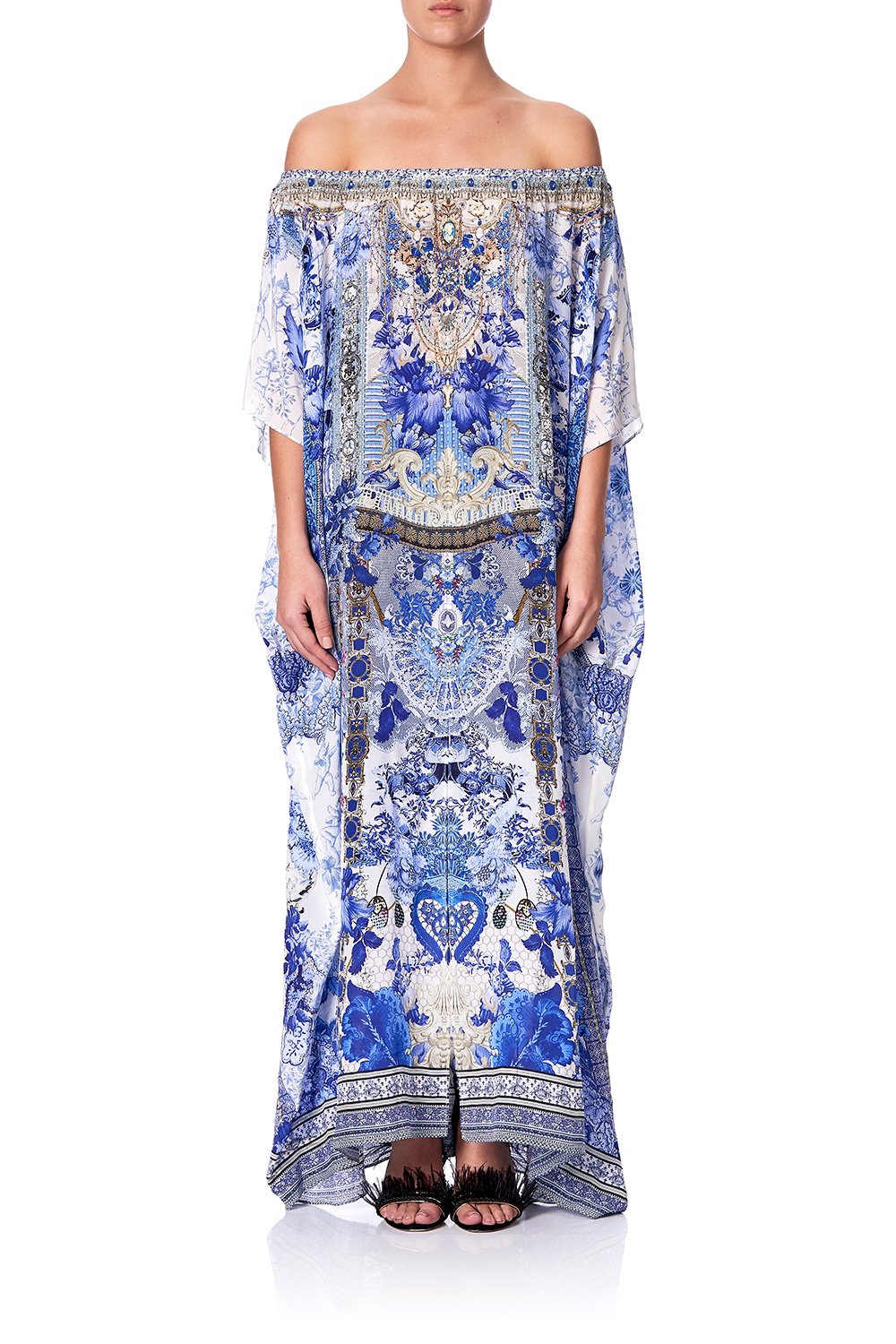 OFF SHOULDER KAFTAN WITH SPLIT PAINTED PROVINCIAL