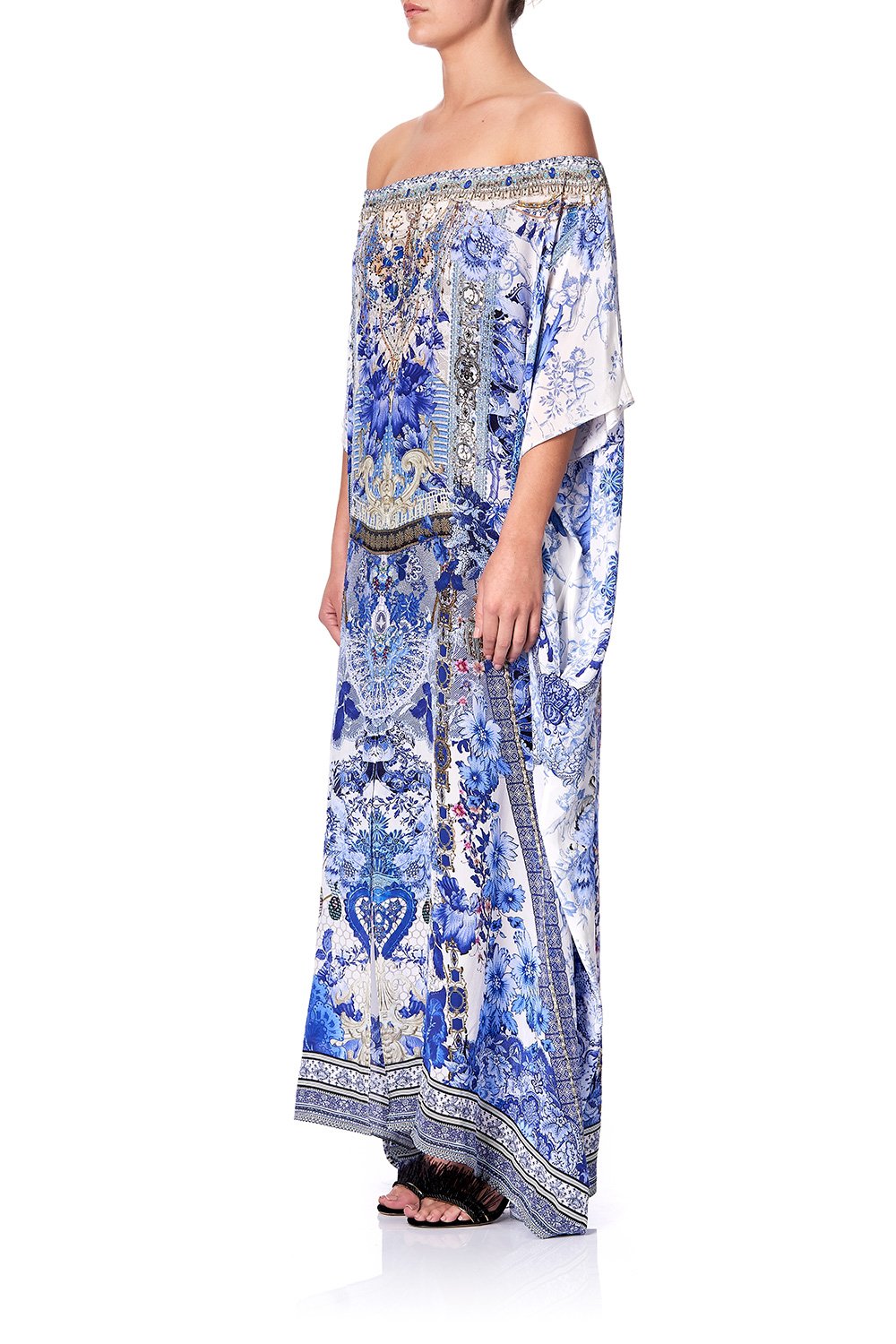 OFF SHOULDER KAFTAN WITH SPLIT PAINTED PROVINCIAL