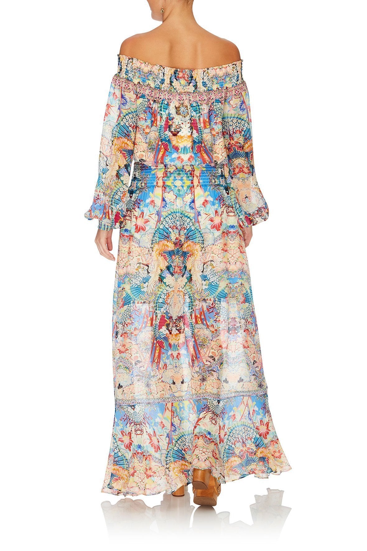 OFF SHOULDER SHIRRED DRESS MISO IN LOVE