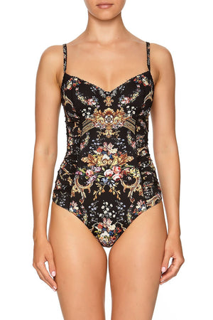 LACE TRIM PANELLED ONE PIECE FRIEND IN FLORA