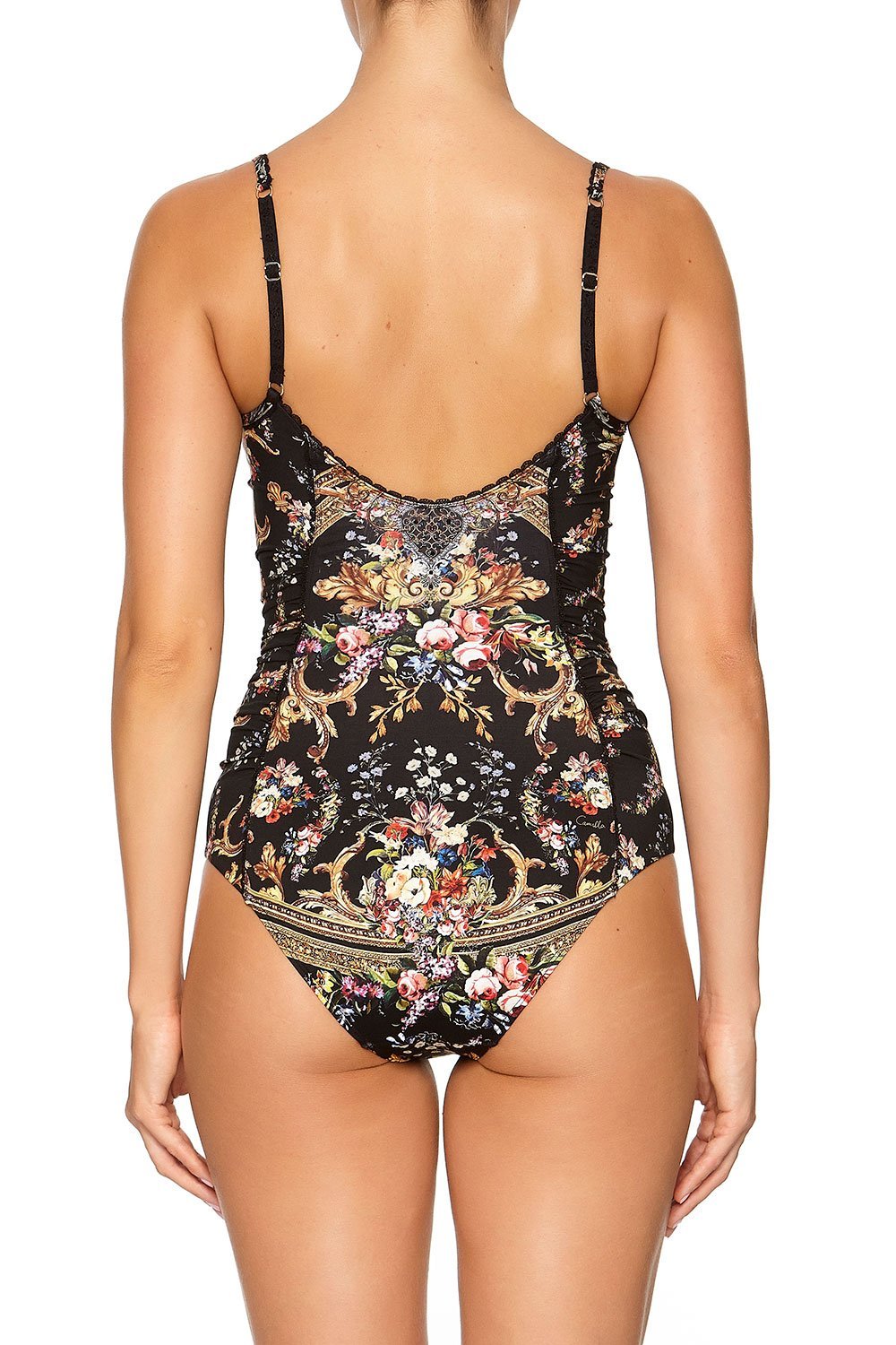 LACE TRIM PANELLED ONE PIECE FRIEND IN FLORA