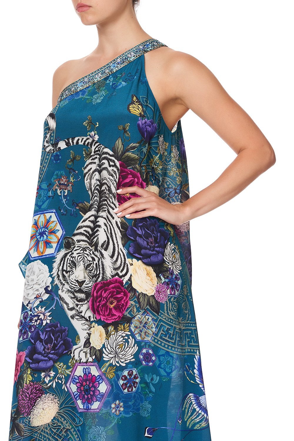 ONE SHOULDER KAFTAN WITH NECKBAND LUNAR GAZING