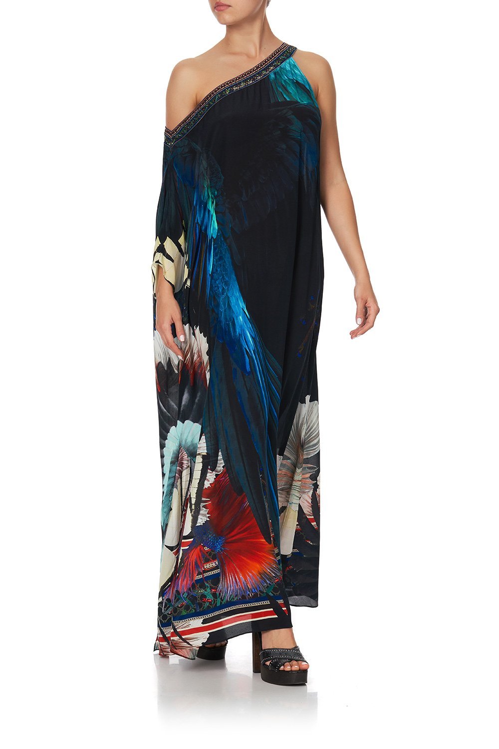 ONE SHOULDER KAFTAN WITH NECKBAND NIGHT FLIGHT