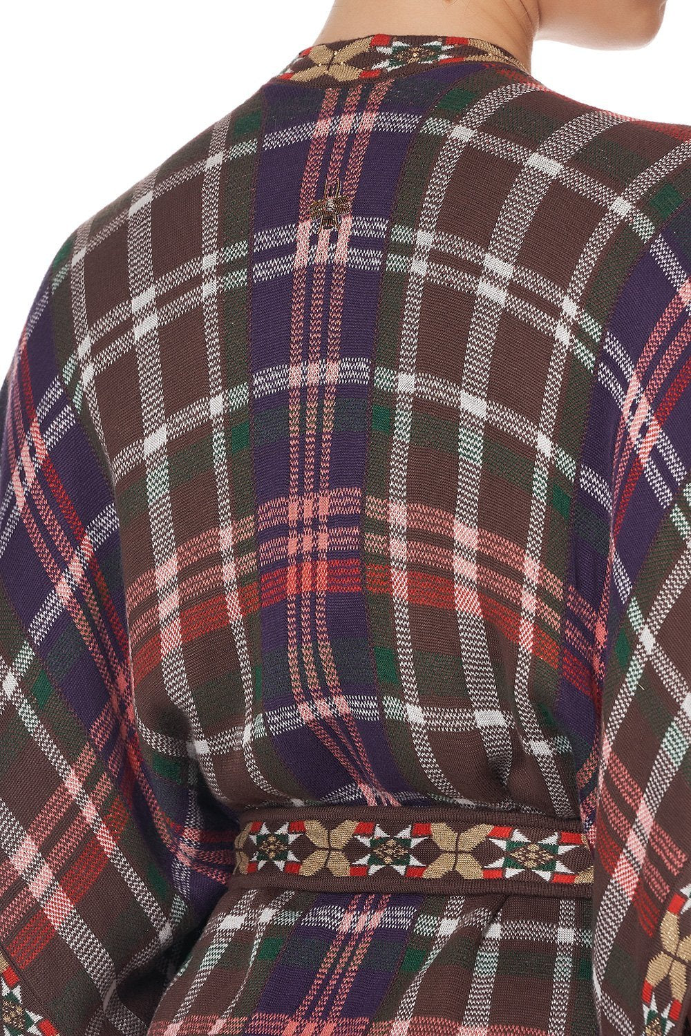 TIE FRONT PONCHO WITH FRINGING PAVED IN PAISLEY