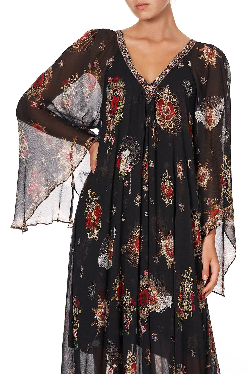 PLEAT SLEEVE LONG DRESS MONTAGUES CAPULET