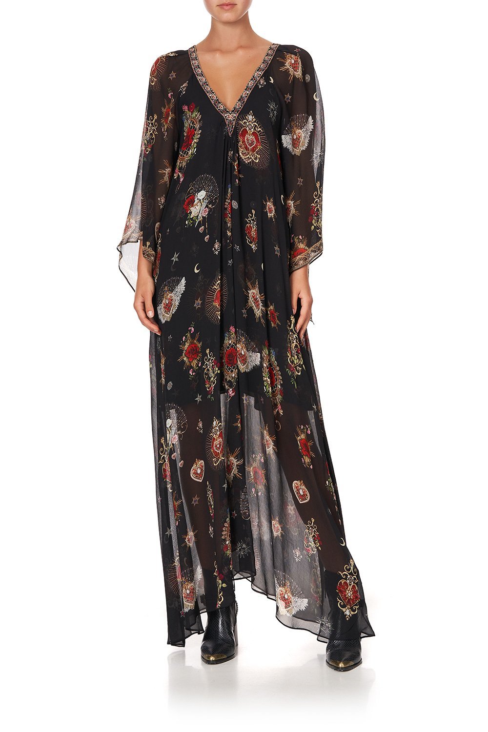 PLEAT SLEEVE LONG DRESS MONTAGUES CAPULET