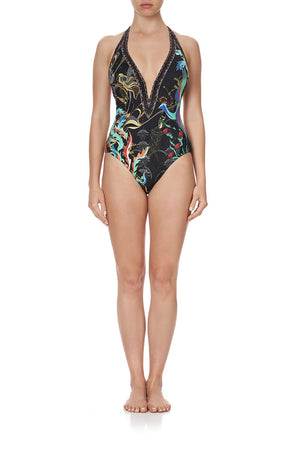PLUNGE V HALTER ONE PIECE WISE WINGS