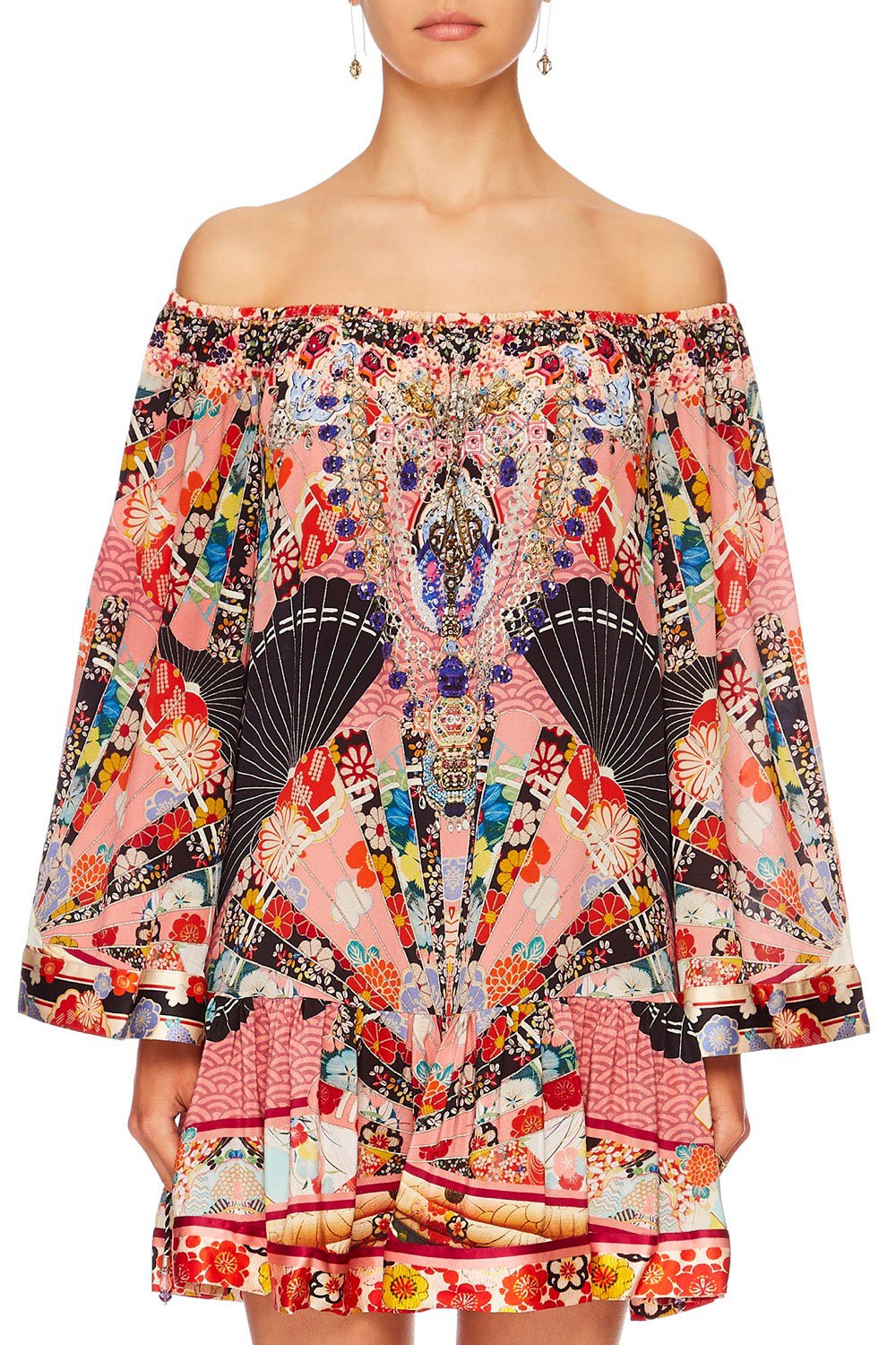 CAMILLA POSTCARDS FROM MARS OFF SHOULDER FRILL HEM DRESS