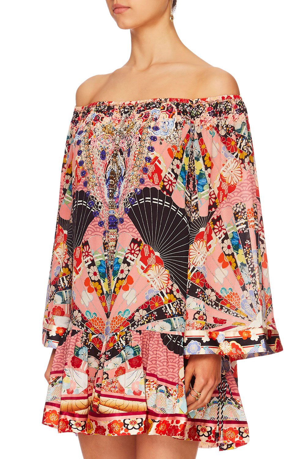 CAMILLA POSTCARDS FROM MARS OFF SHOULDER FRILL HEM DRESS