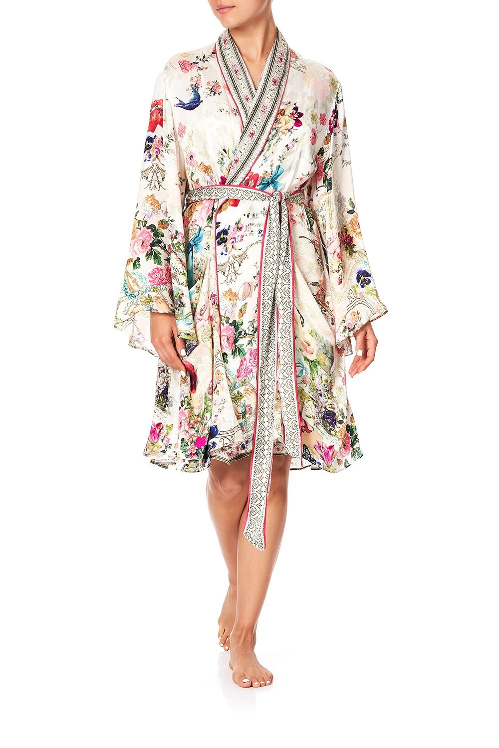 SLEEPWEAR FLARED SLEEVE DRESSING GOWN JARDIN POSTCARDS