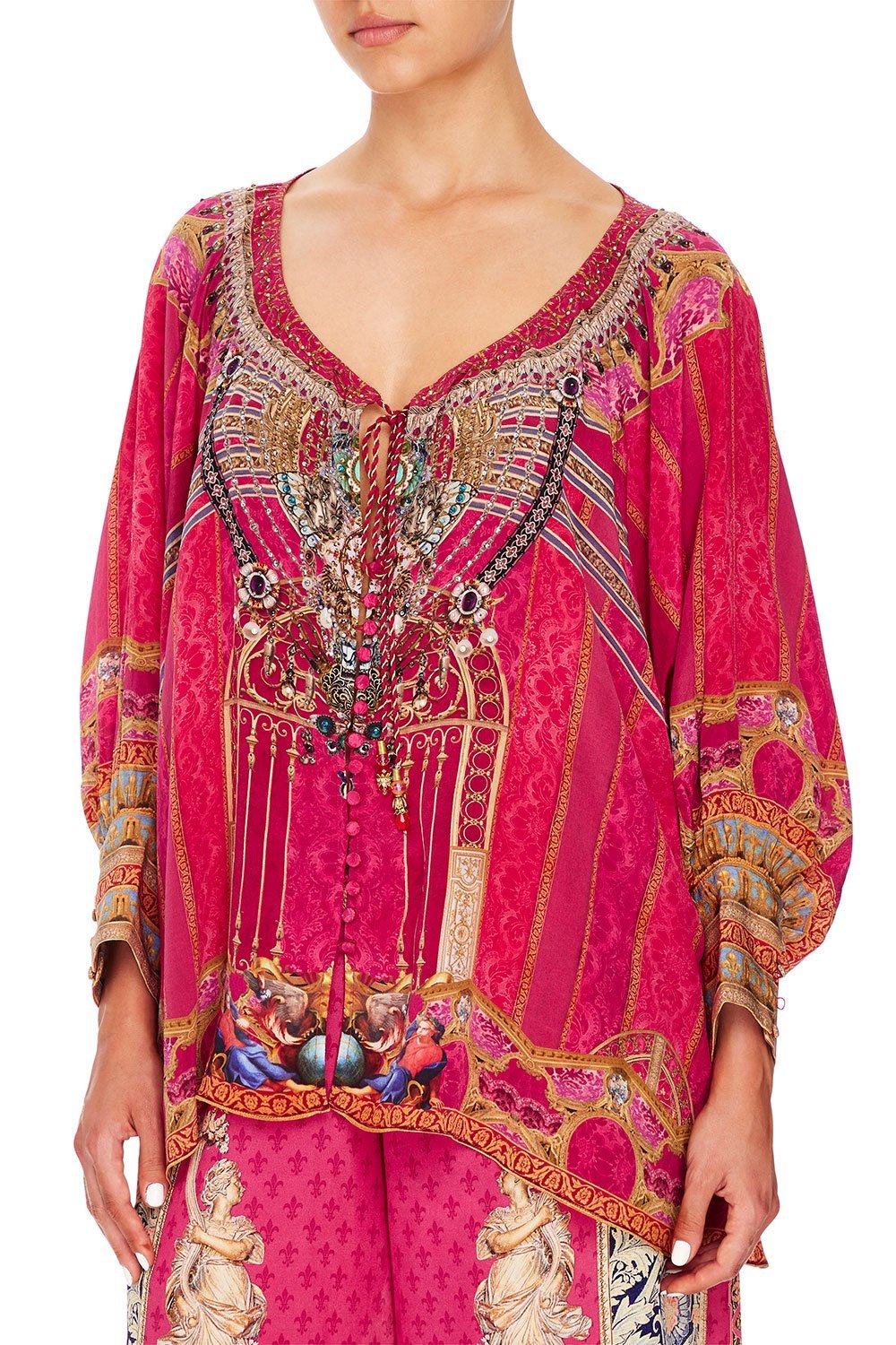 CAMILLA RAGLAN SLEEVE BUTTON UP TOP LOUNGE HOUR