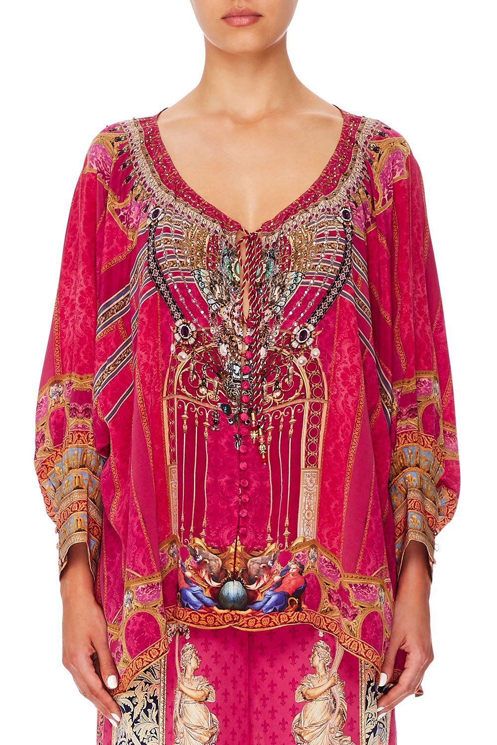 CAMILLA RAGLAN SLEEVE BUTTON UP TOP LOUNGE HOUR