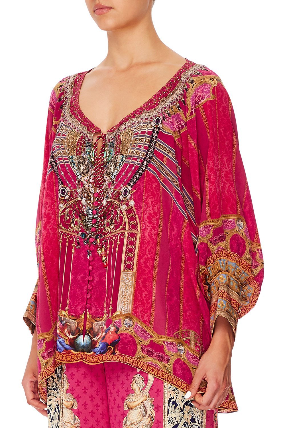 CAMILLA RAGLAN SLEEVE BUTTON UP TOP LOUNGE HOUR