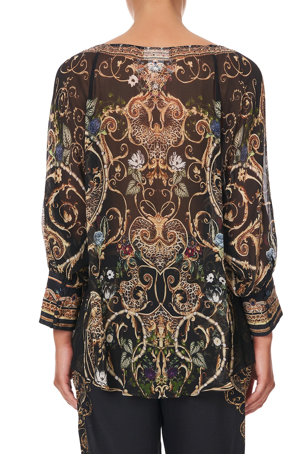 RAGLAN SLEEVE BUTTON UP TOP STUDIO 54