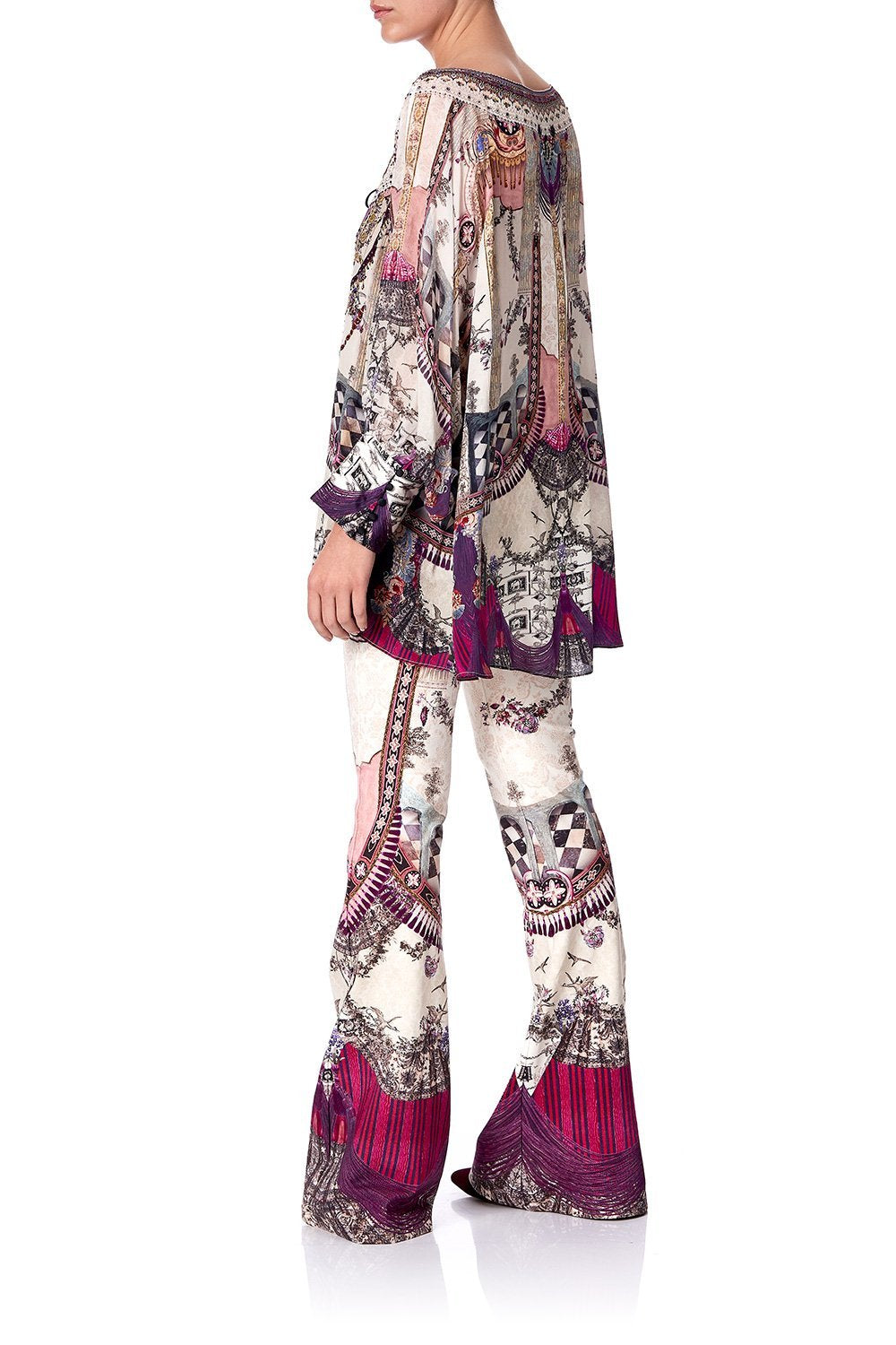 RAGLAN SLEEVE BUTTON UP TOP VIOLET CITY