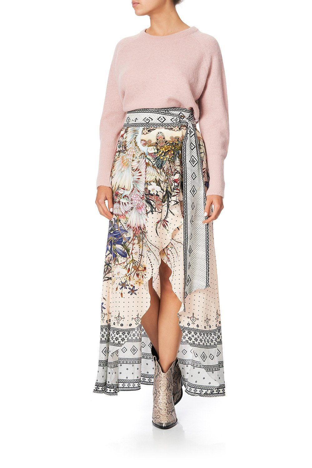 WRAP HIGH LOW SKIRT KINDRED SKIES