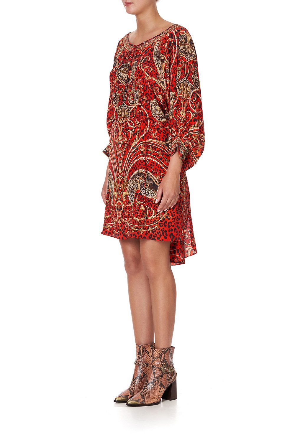 RAGLAN SLEEVE TIE FRONT DRESS SLAVE TO THE RHYTHM