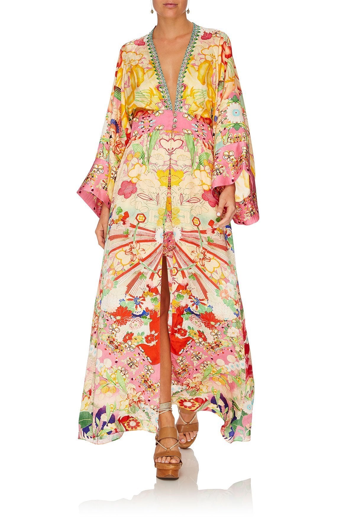 ROBE WITH ELASTIC BACK WAIST KIMONO KISSES