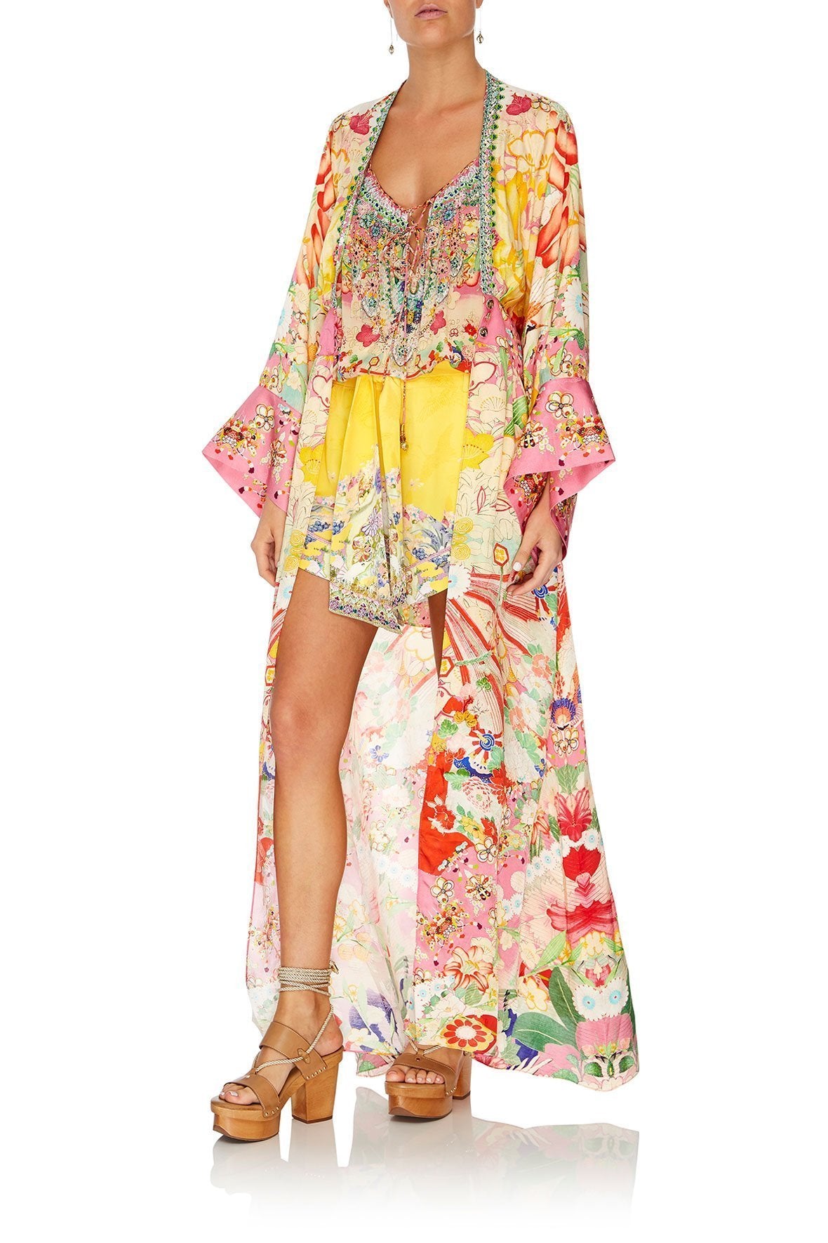ROBE WITH ELASTIC BACK WAIST KIMONO KISSES