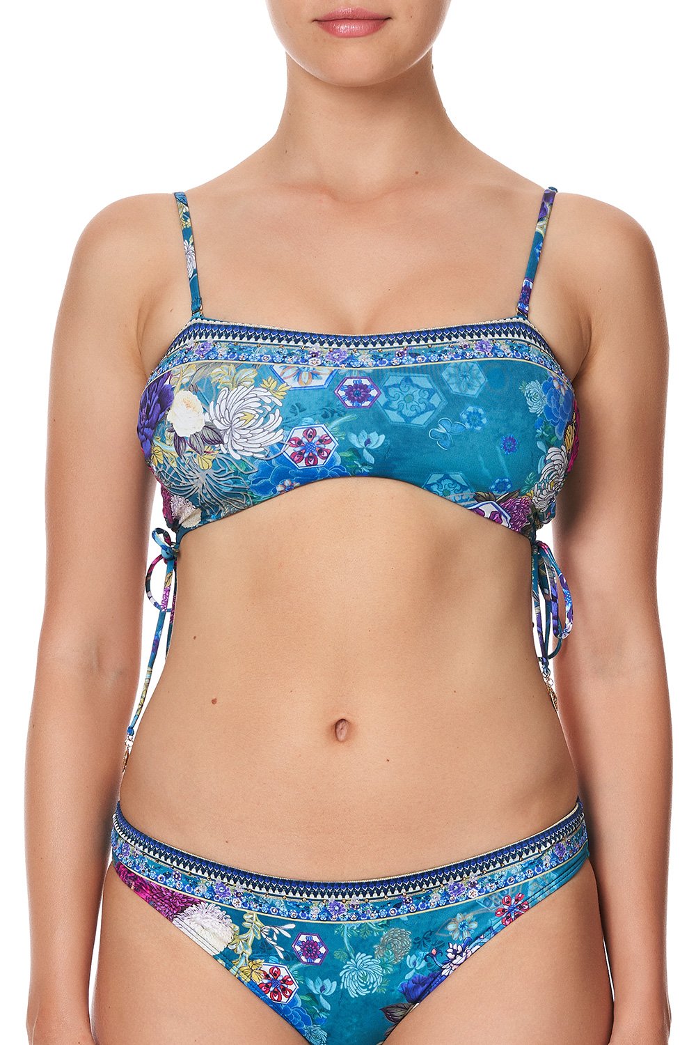 The CAMILLA SHORT SHIRRED SKIRT WISE WINGS in our  print.