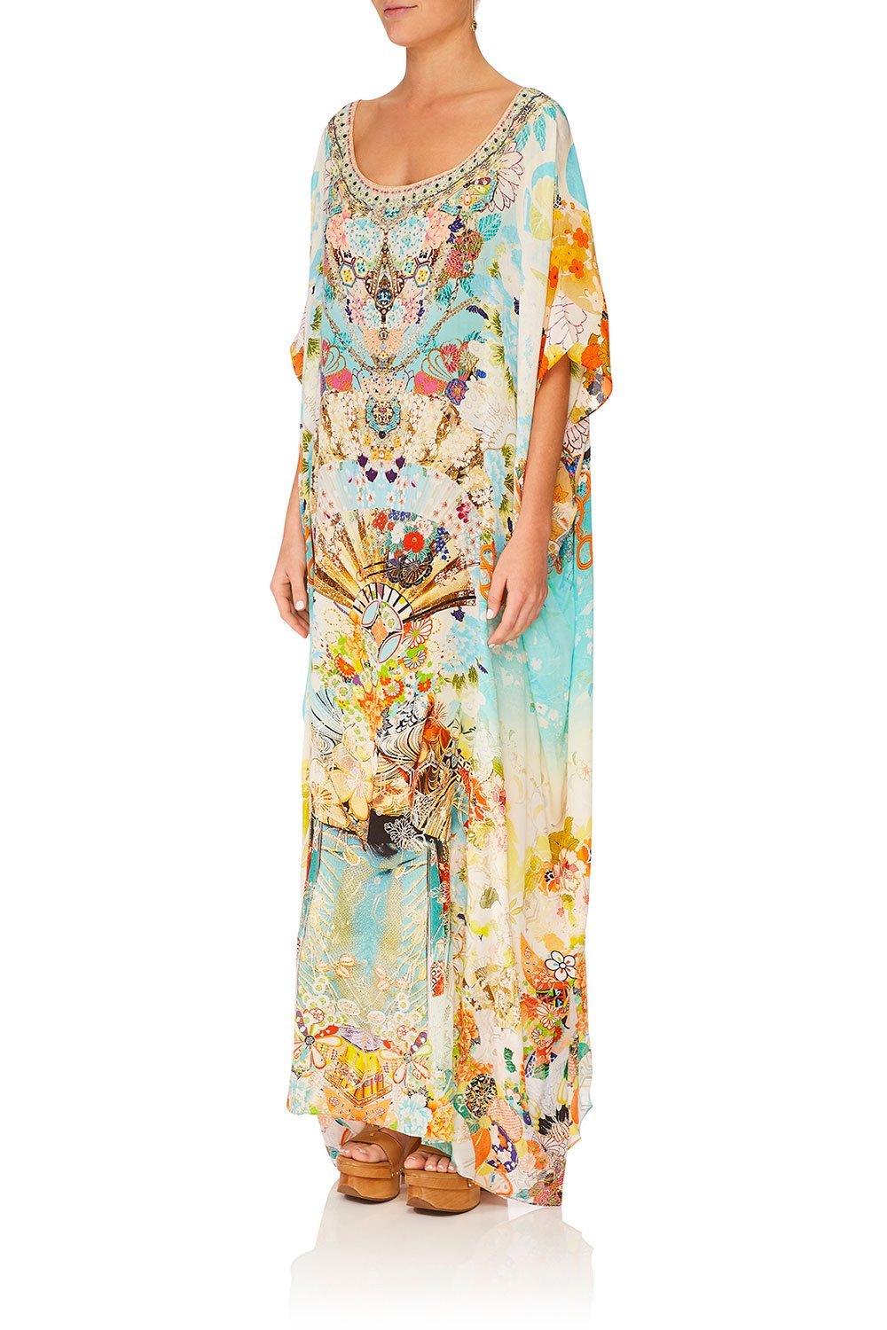 CAMILLA RETROS RAINBOW ROUND NECK KAFTAN