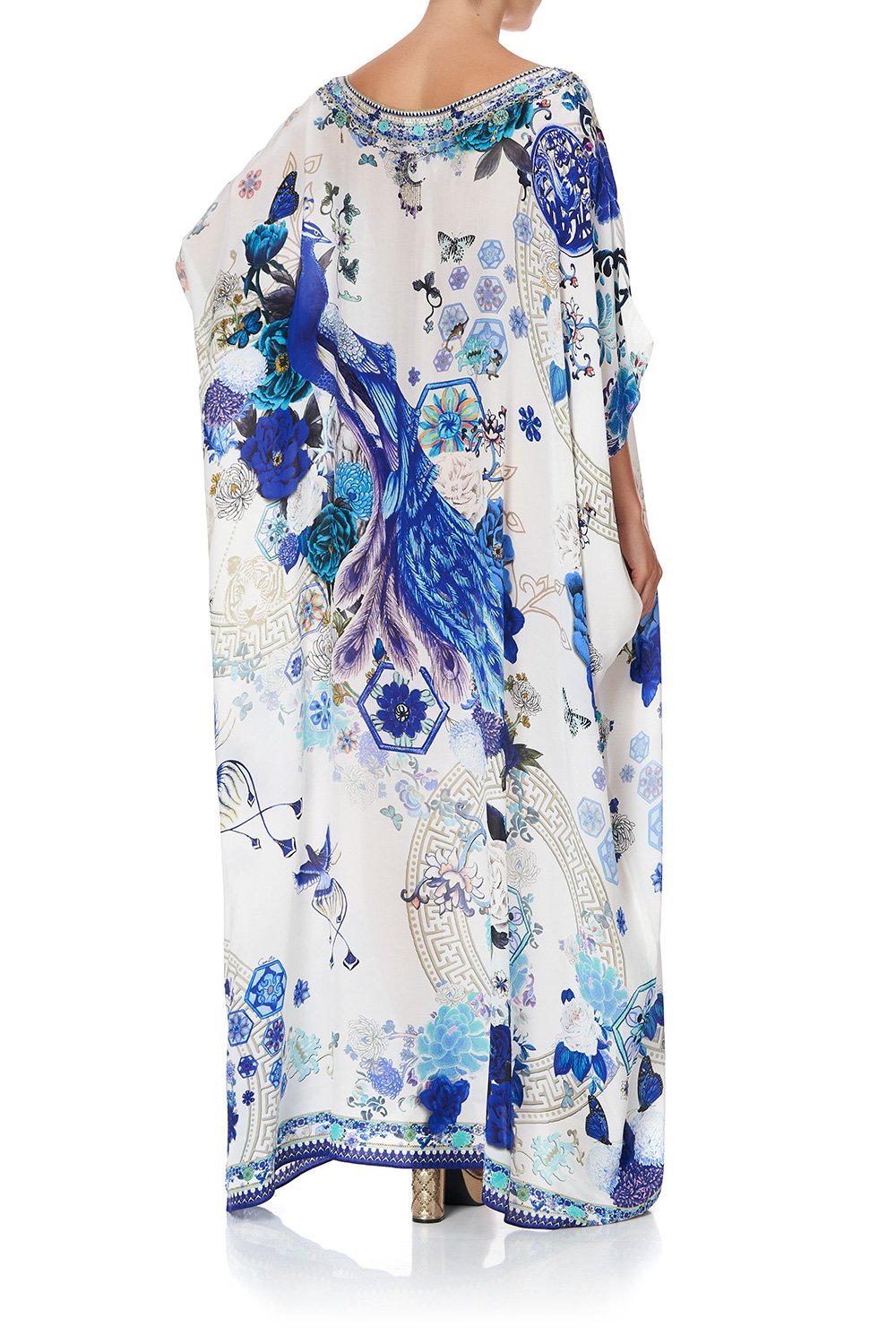 ROUND NECK KAFTAN WHITE SIDE OF THE MOON