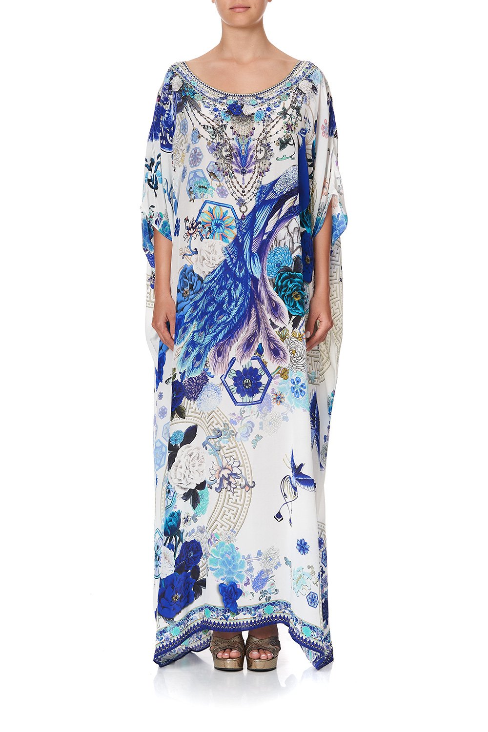 ROUND NECK KAFTAN WHITE SIDE OF THE MOON