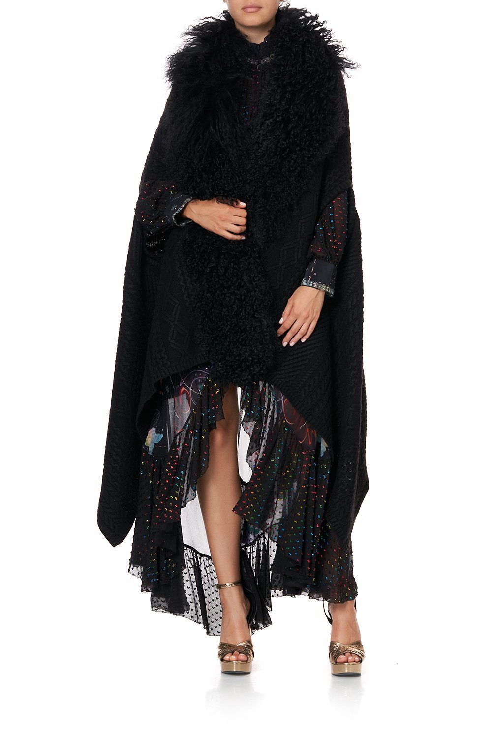 SHEARLING CAPE MIDNIGHT MOON HOUSE