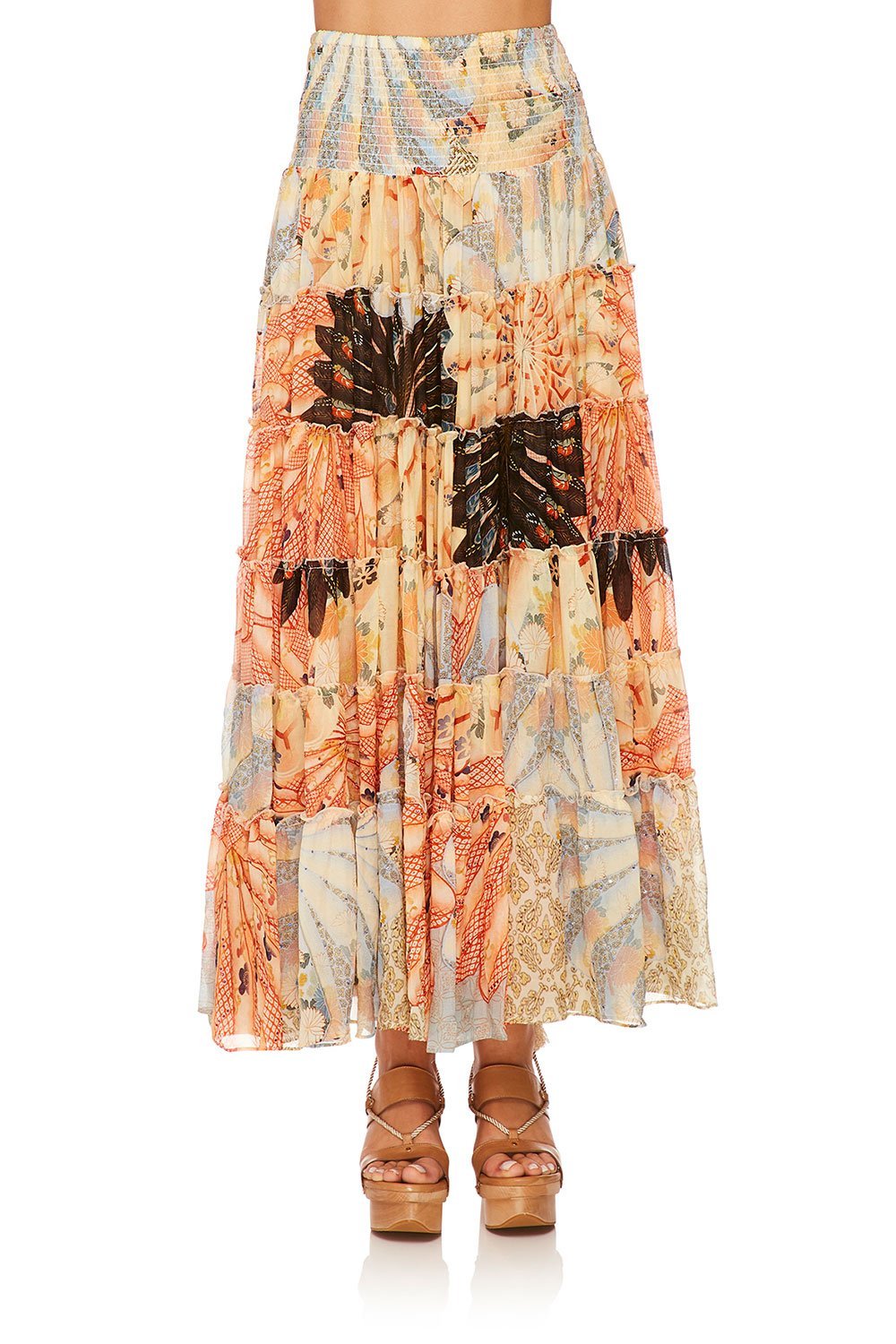 CAMILLA FOR THE FANS SHEER TIERED CIRCLE SKIRT