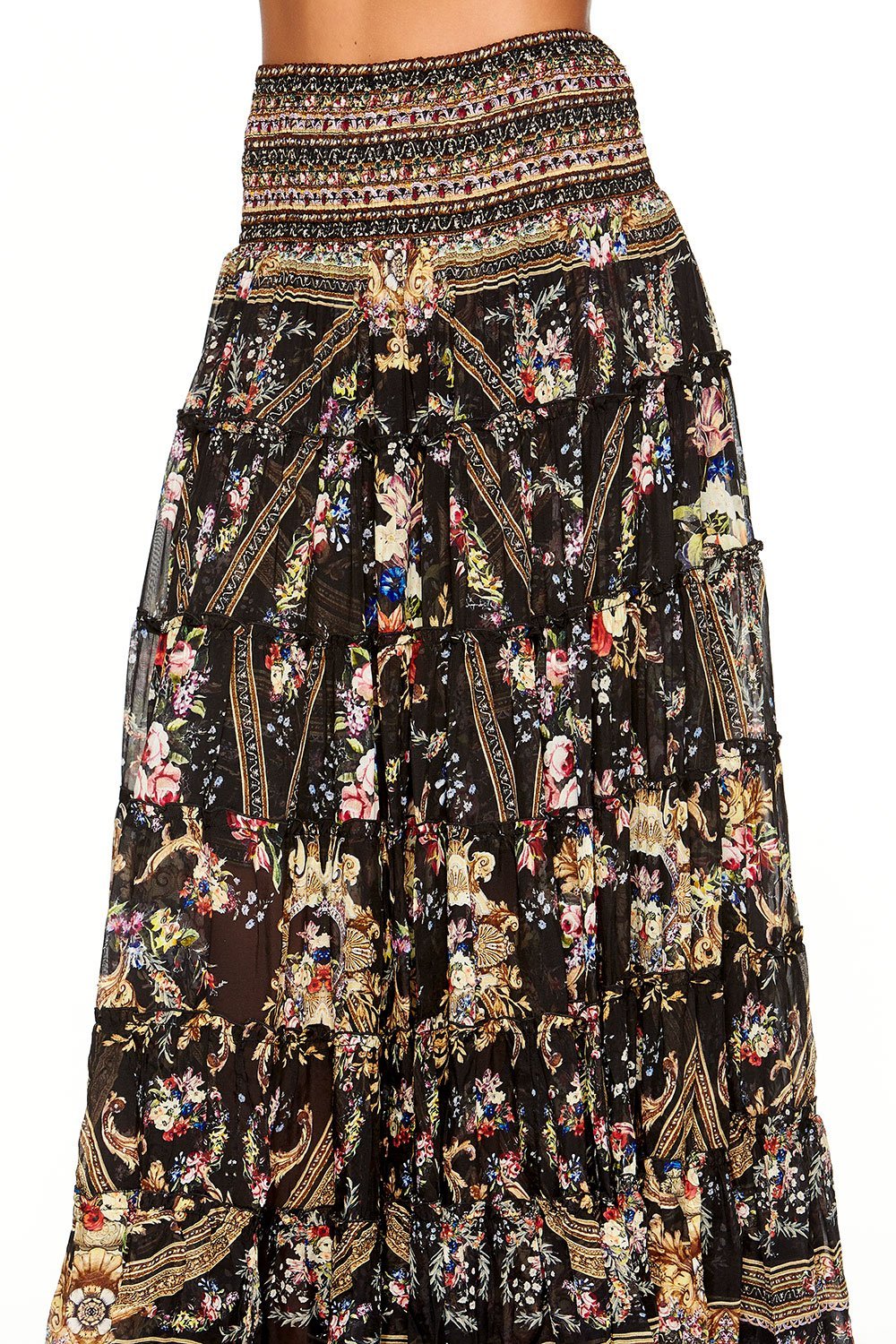 SHEER TIERED CIRCLE SKIRT FRIEND IN FLORA