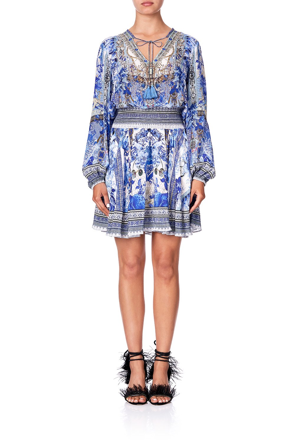 SHIRRED RELAXED SHORT DRESS PAINTED PROVINCIAL