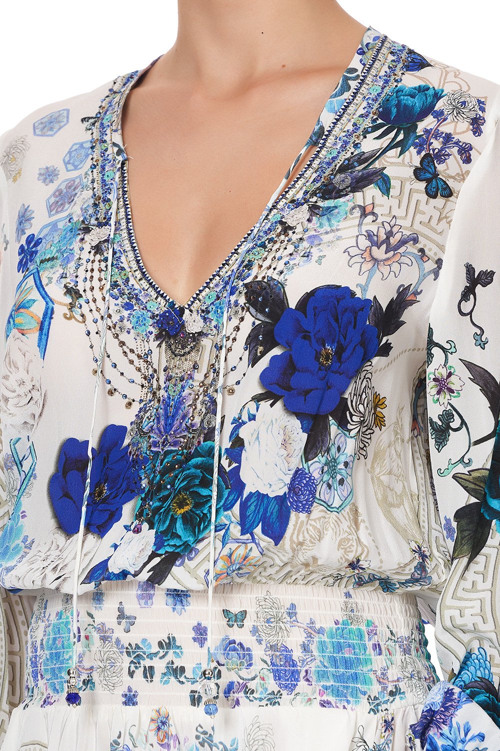 SHIRRED RELAXED SHORT DRESS WHITE SIDE OF THE MOON