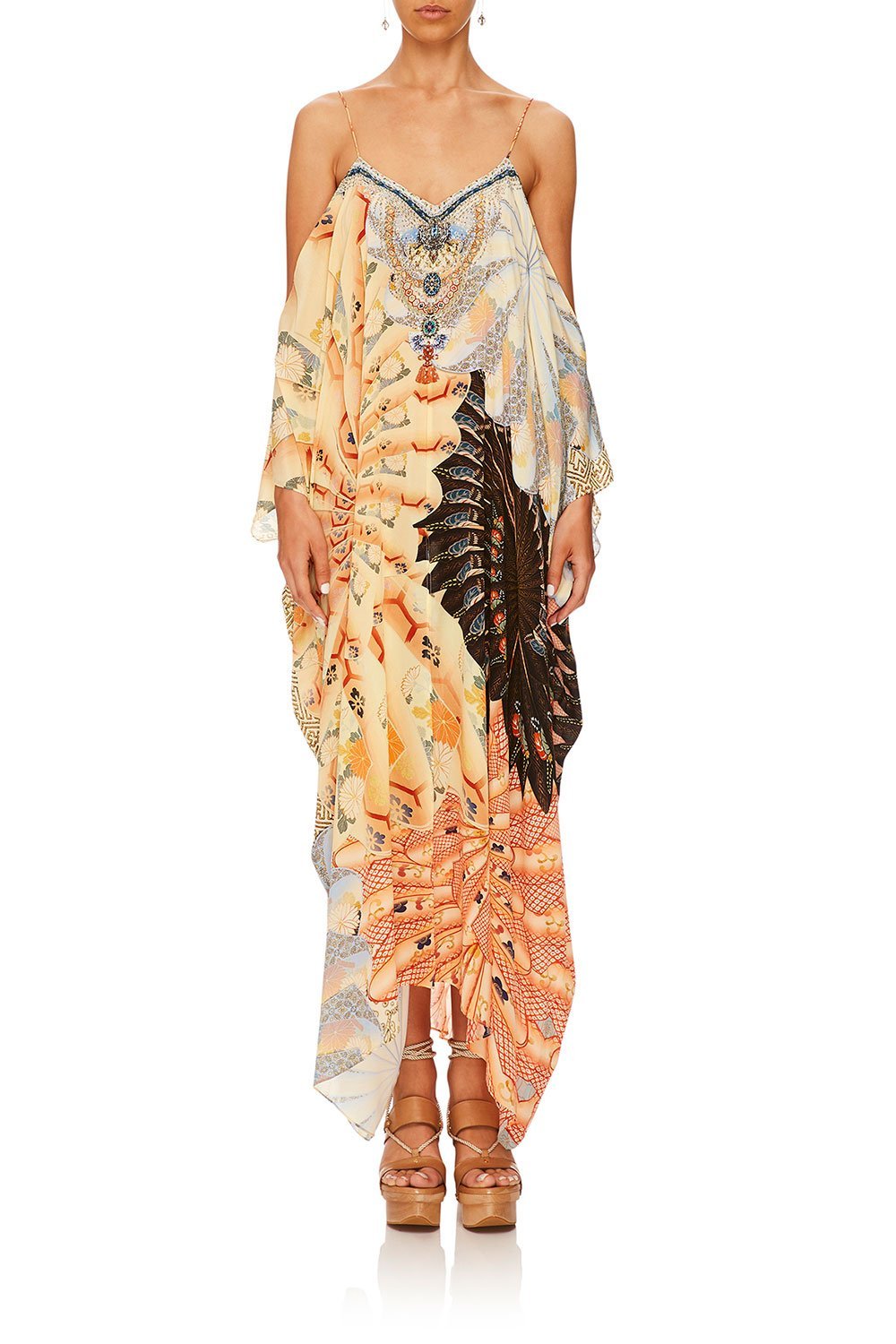 CAMILLA FOR THE FANS SHOESTRING STRAP KAFTAN