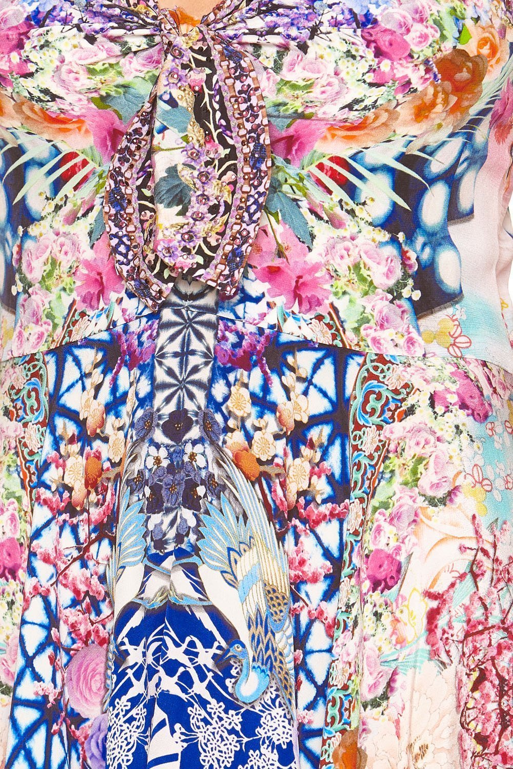 SHORT DRESS WITH TIE FRONT SHIBORI SHORES