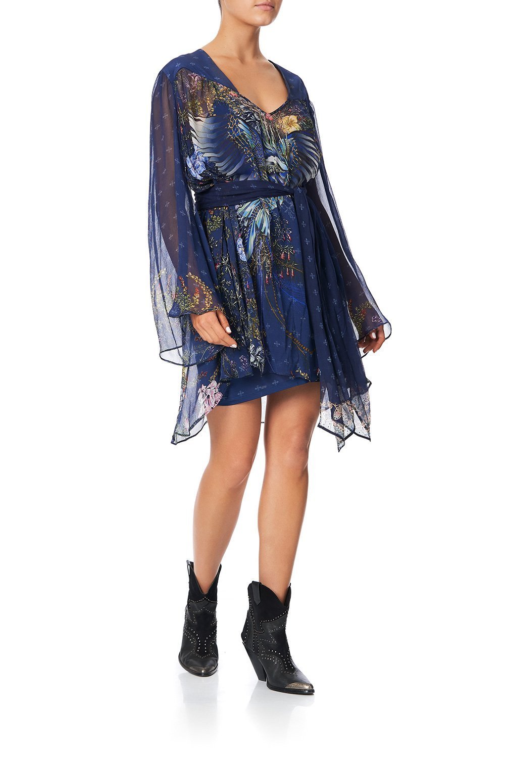 SHORT DRESS WITH YOKE SOUTHERN TWILIGHT