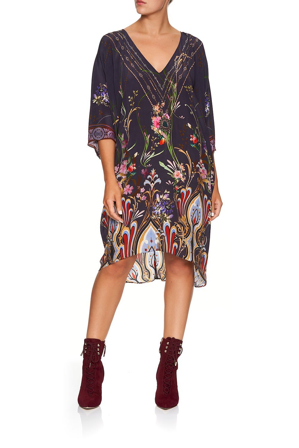 CAMILLA SHORT KAFTAN WITH RAGLAN SLEEVE WILD FLOWER