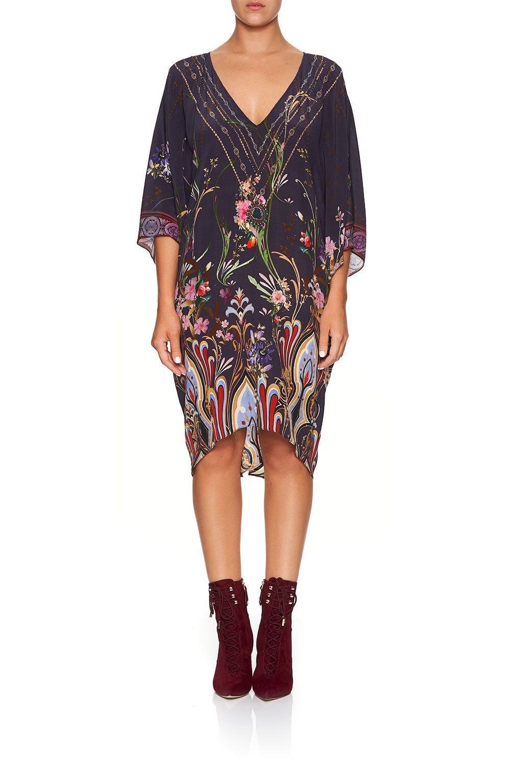 CAMILLA SHORT KAFTAN WITH RAGLAN SLEEVE WILD FLOWER