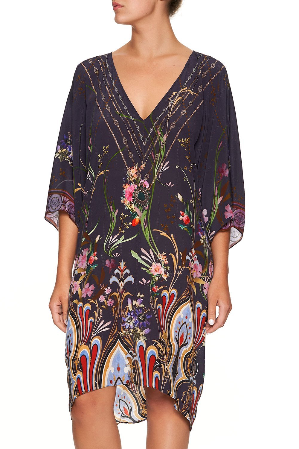 CAMILLA SHORT KAFTAN WITH RAGLAN SLEEVE WILD FLOWER