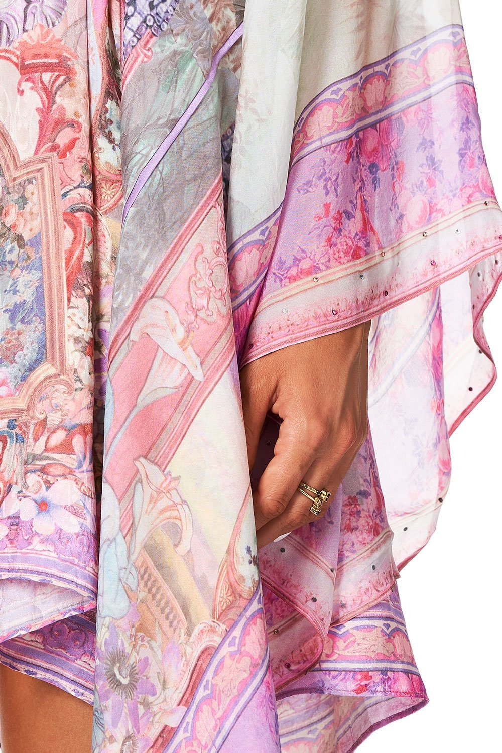 CAMILLA SHORT KAFTAN WITH SHEER SLEEVE ELECTRON LIBRE