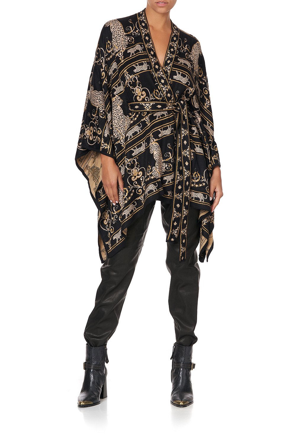 SHORT KNIT PONCHO WITH TIE STUDIO 54