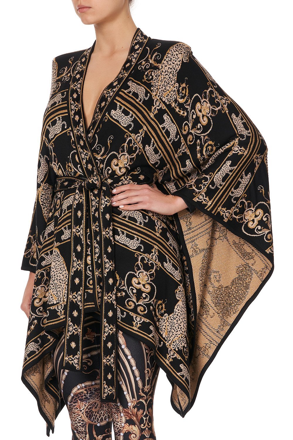 SHORT KNIT PONCHO WITH TIE STUDIO 54