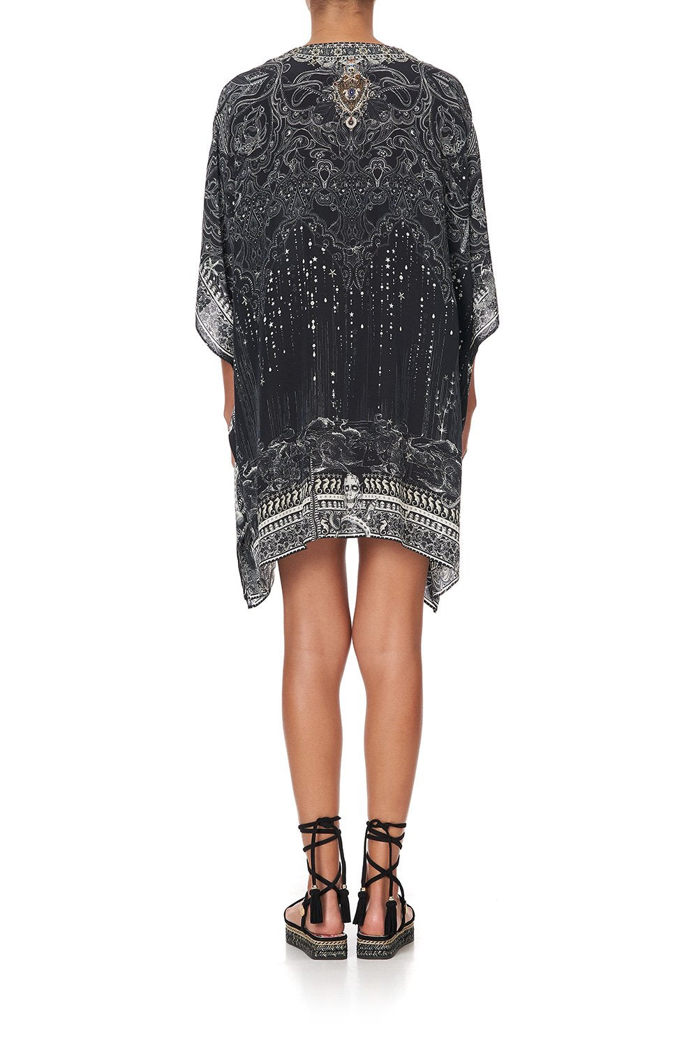 SHORT LACE UP KAFTAN MIDNIGHT PEARL