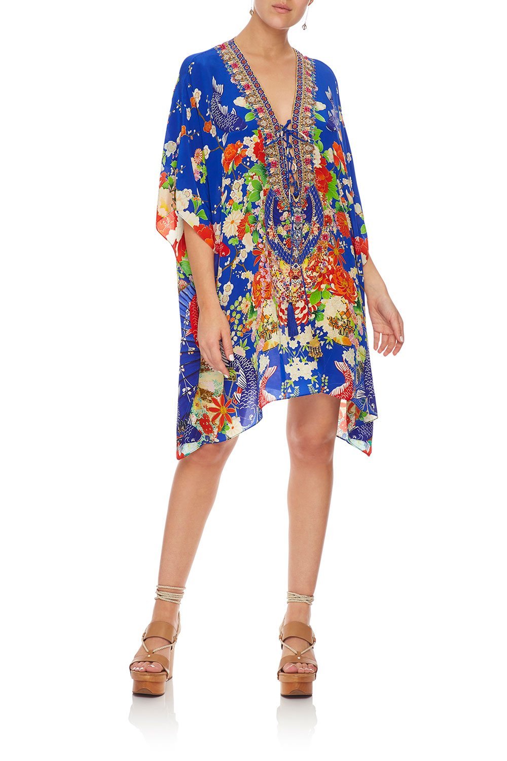 CAMILLA SHORT LACE UP KAFTAN PLAYING KOI