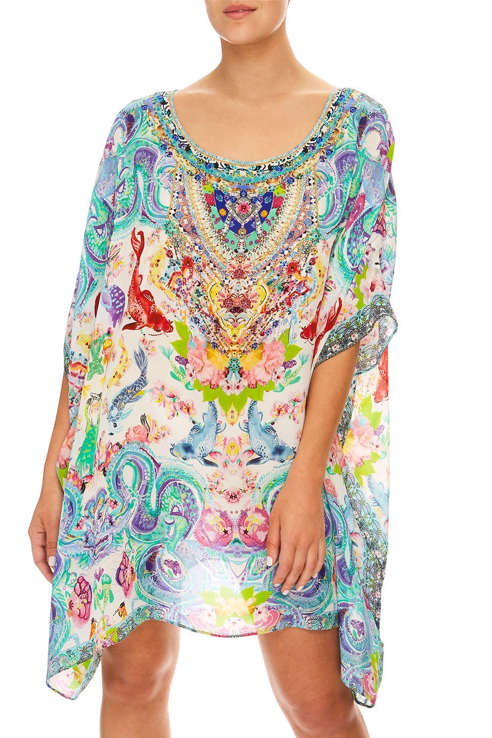 CAMILLA DRAGON DIVINITY SHORT ROUND NECK KAFTAN