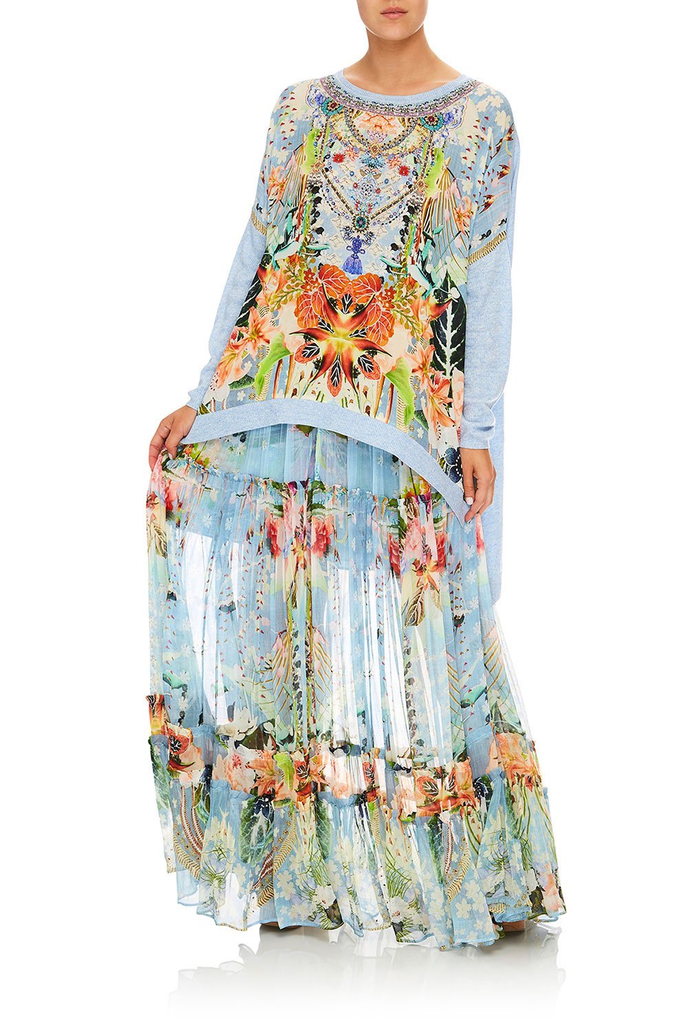 CAMILLA THE STILL ABYSS SILK FRONT BOXY KNIT