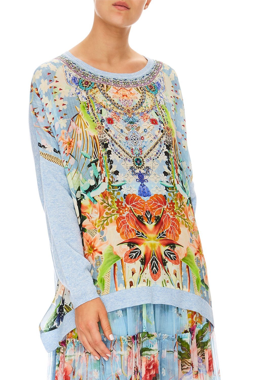 CAMILLA THE STILL ABYSS SILK FRONT BOXY KNIT