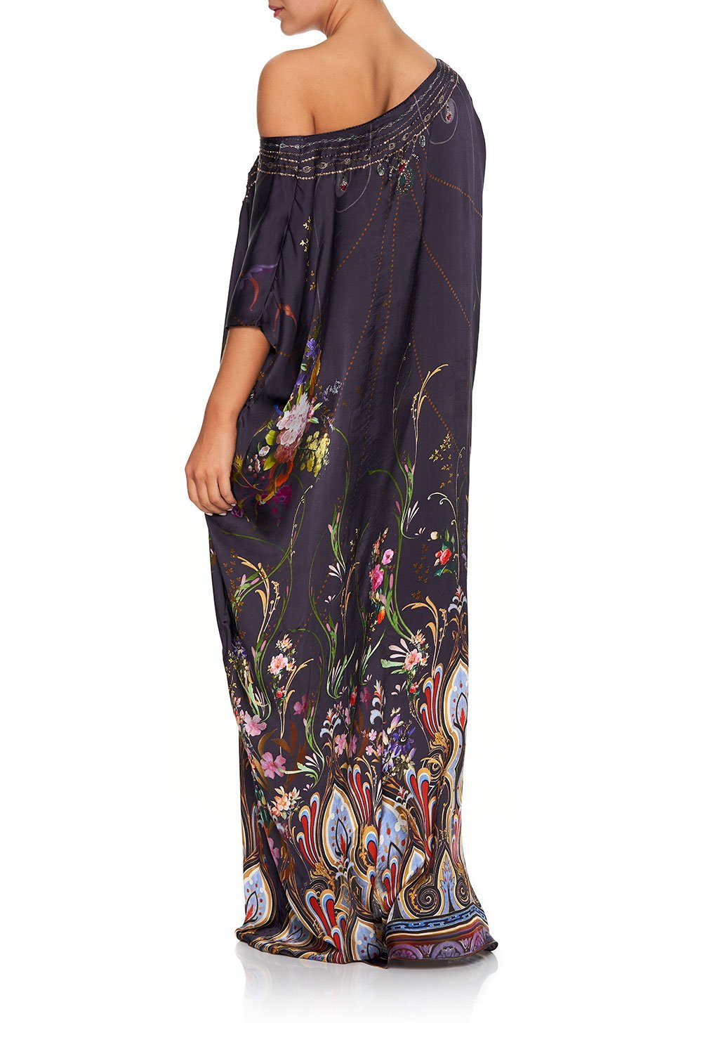 CAMILLA SLIM LINE ROUND NECK KAFTAN WILD FLOWER
