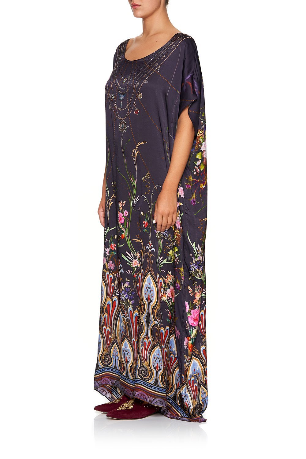 CAMILLA SLIM LINE ROUND NECK KAFTAN WILD FLOWER