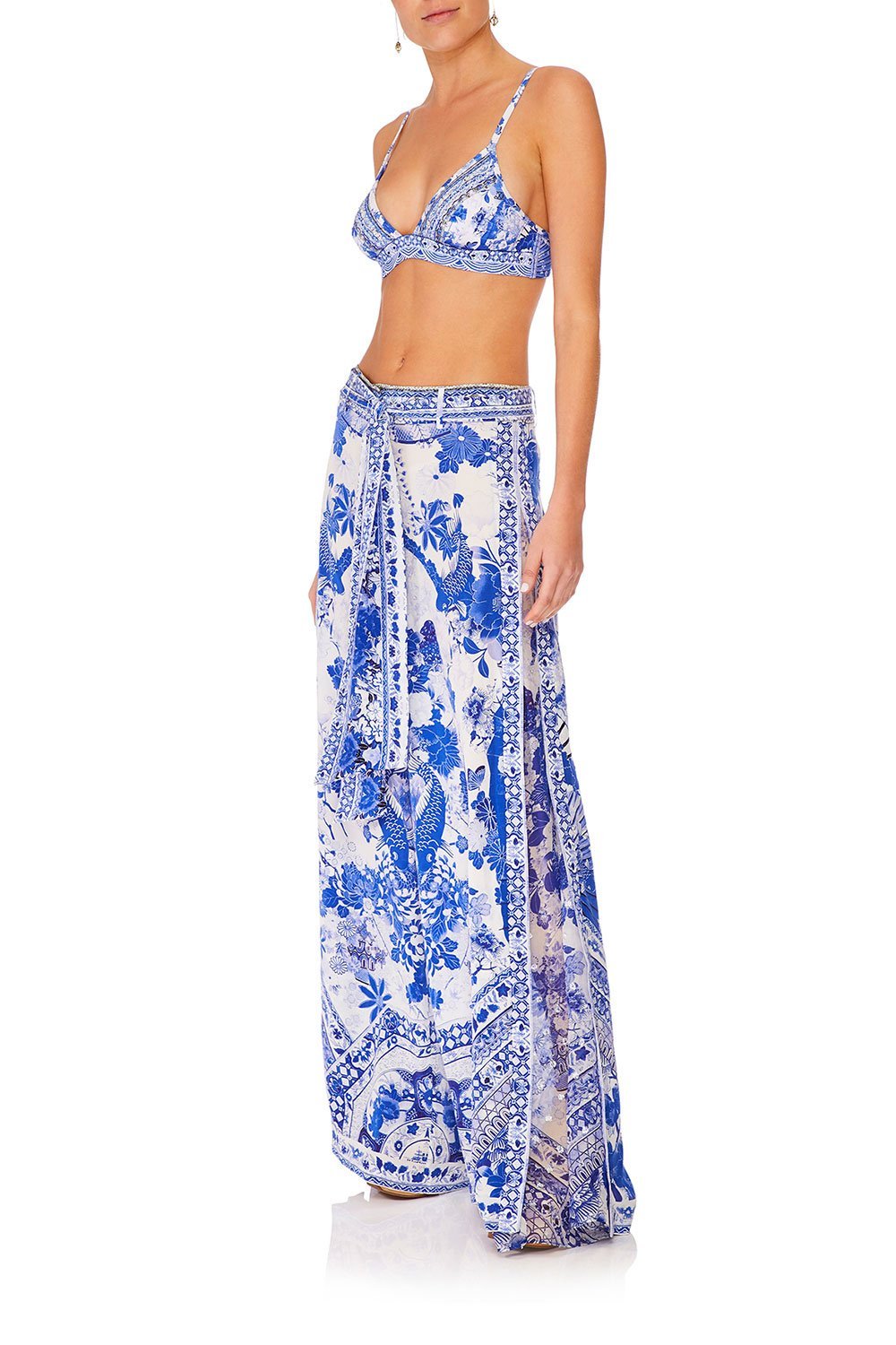 CAMILLA HIGH WAISTED TROUSER WITH GODET THE FAN SEA